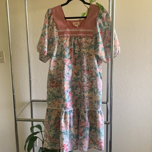 Goodtimes Vintage Floral Nap Dress Midi Length Made in Hawaii Size M/L - Picture 2 of 14